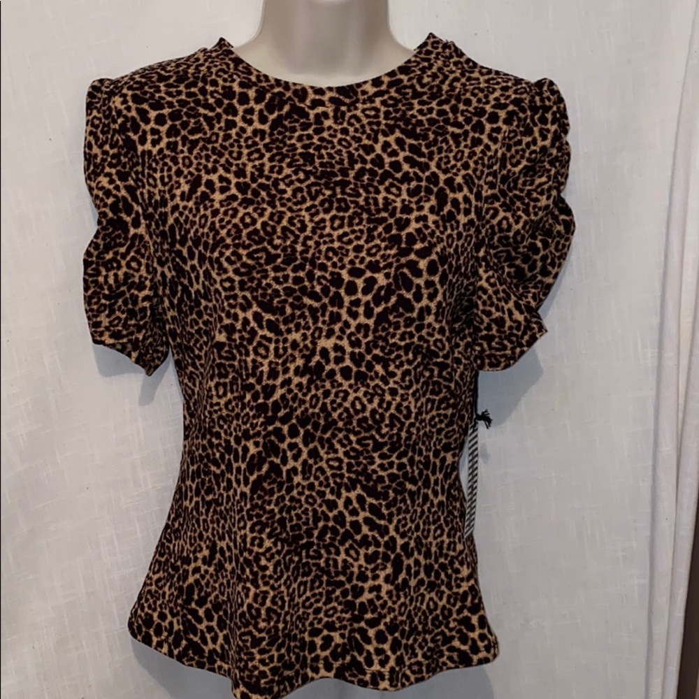 Haute Monde brown/beige animal print top.  Size M